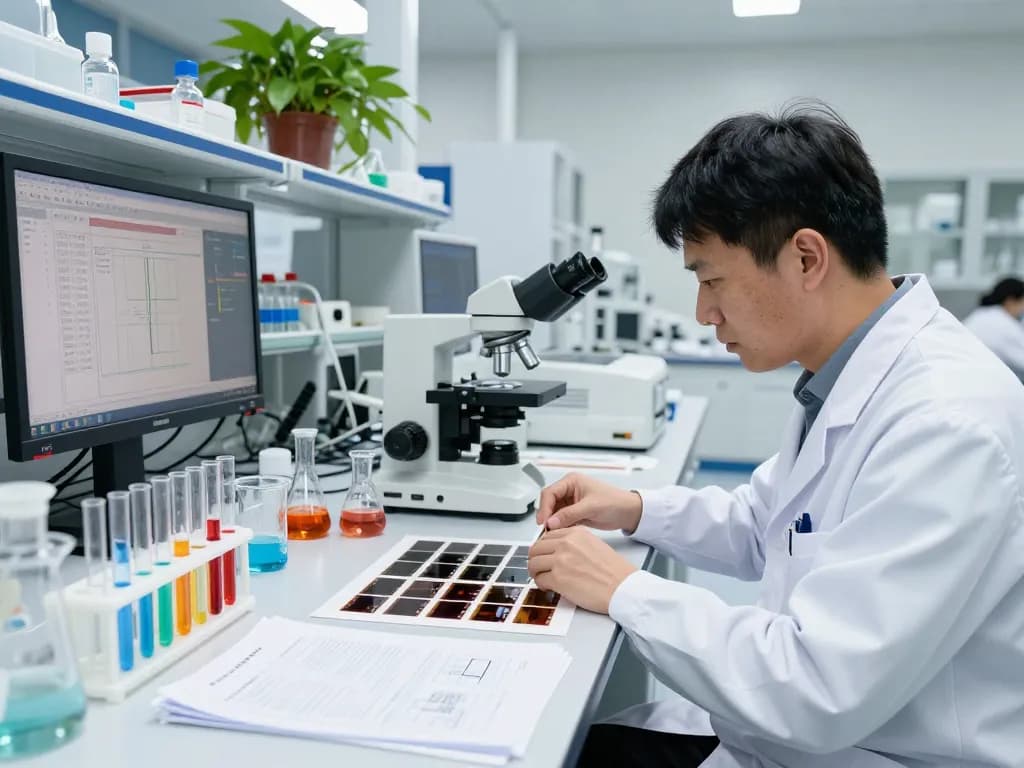 Laboratory scene showcasing scientist researching MB66 film for HIV prevention
