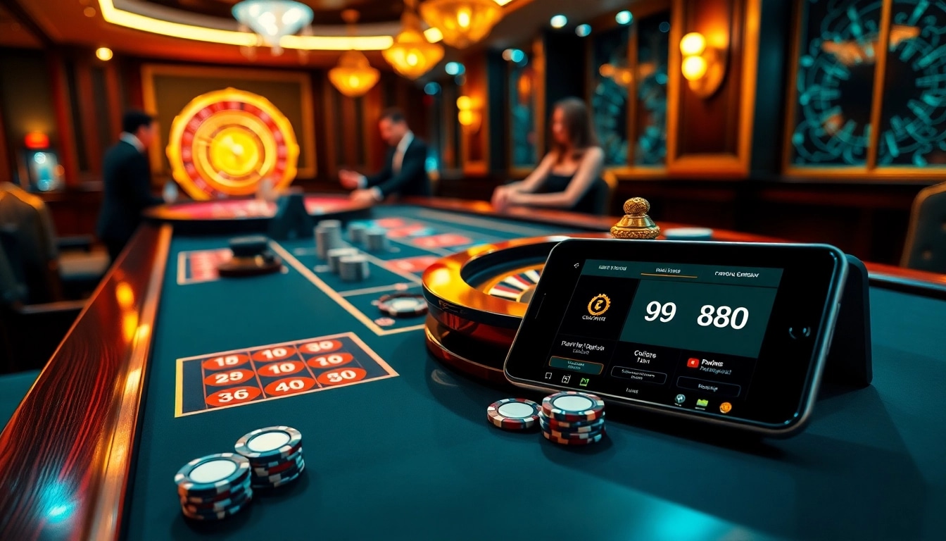 Experience high-stakes action at 88vn casino with vibrant gaming tables and colorful poker chips.