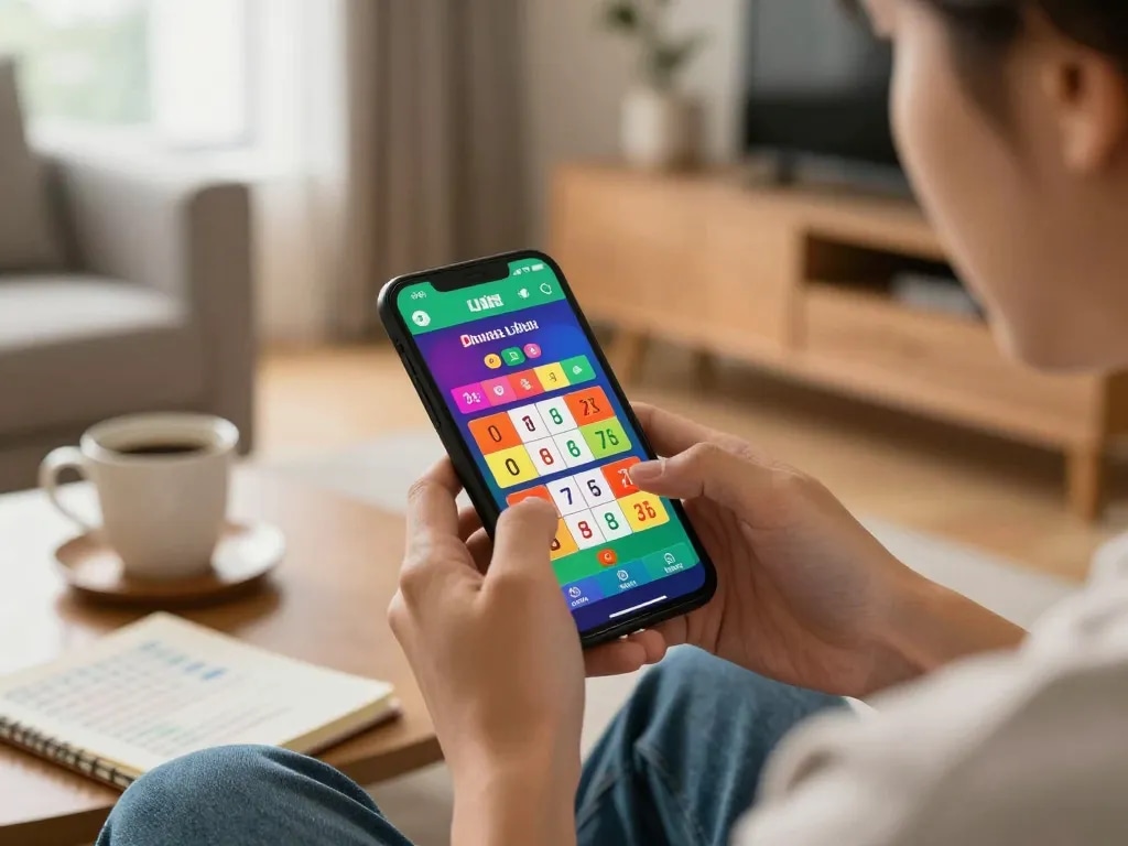 Engaged user placing a bet on danh de online app while relaxing at home, depicting modern gambling