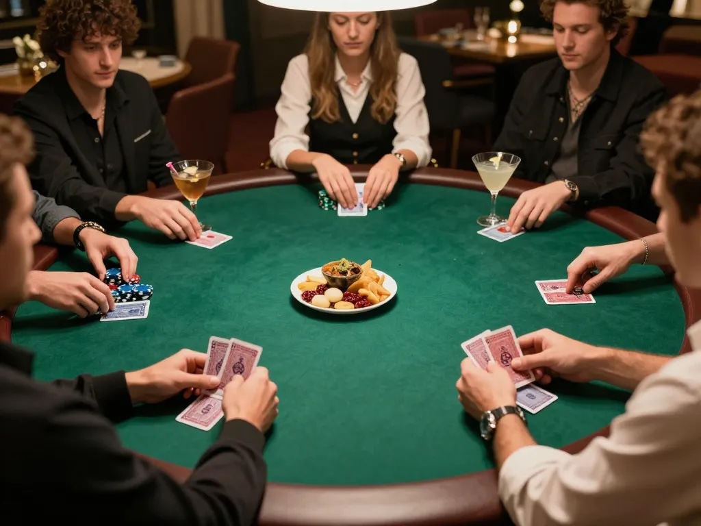 BET88 players engaging in an exciting high-stakes poker game during a home gambling night.