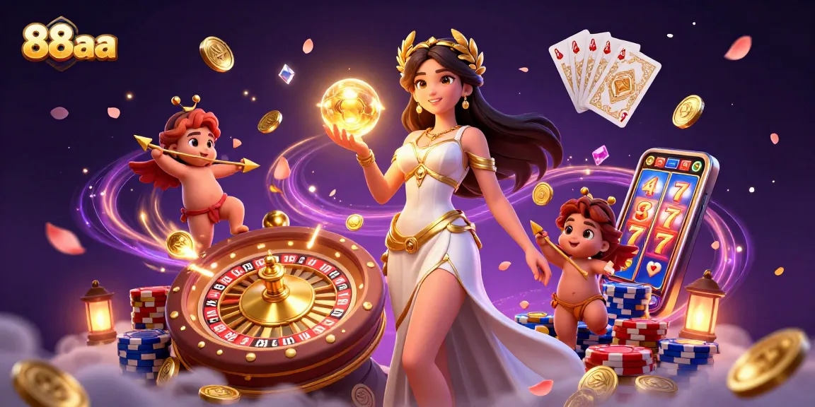 Win big with 88aa's thrilling gaming experience and exciting jackpots in this vibrant casino illustration.