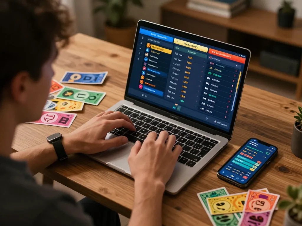 Person engaging with the n88 sports betting platform, evaluating live odds and making strategic bets at home.