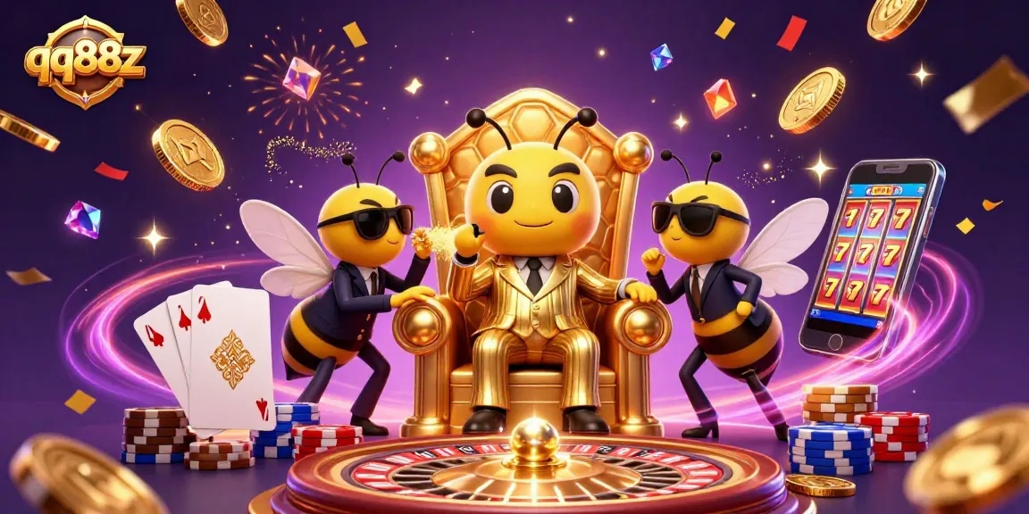 Engage with qq88z as the bumblebee mob boss oversees a vibrant casino scene filled with activity.