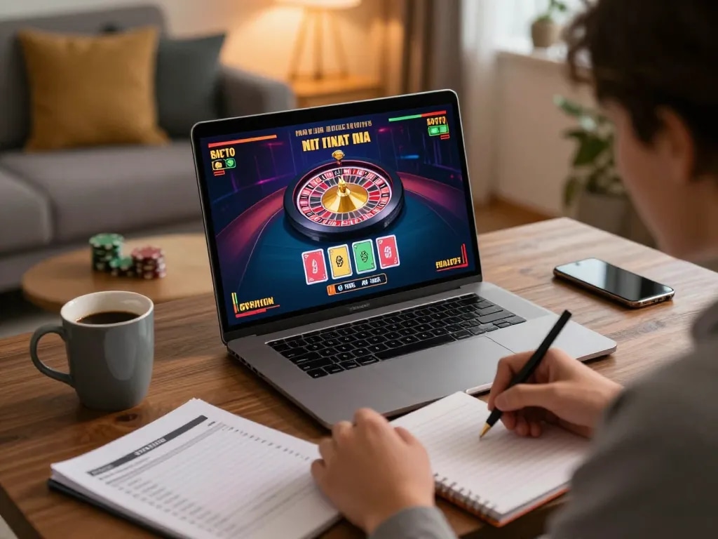 Engaging online gaming session at home with Rik88 live dealer roulette on a laptop