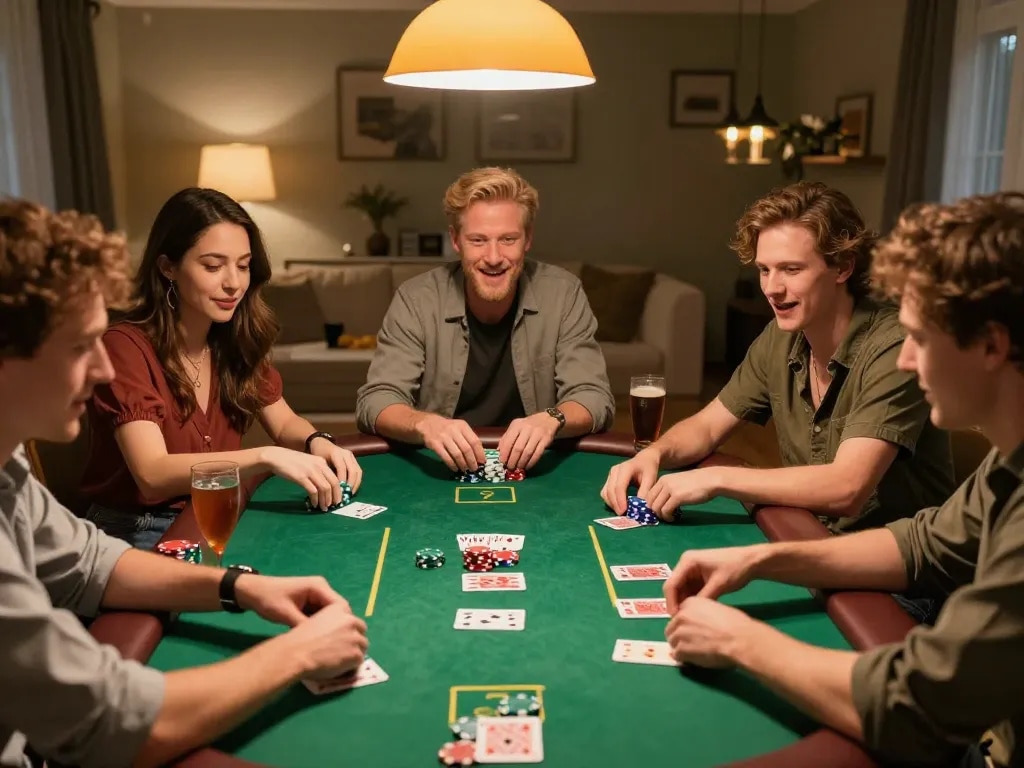 Fly88 poker night with friends showcasing strategic gameplay and friendly competition.