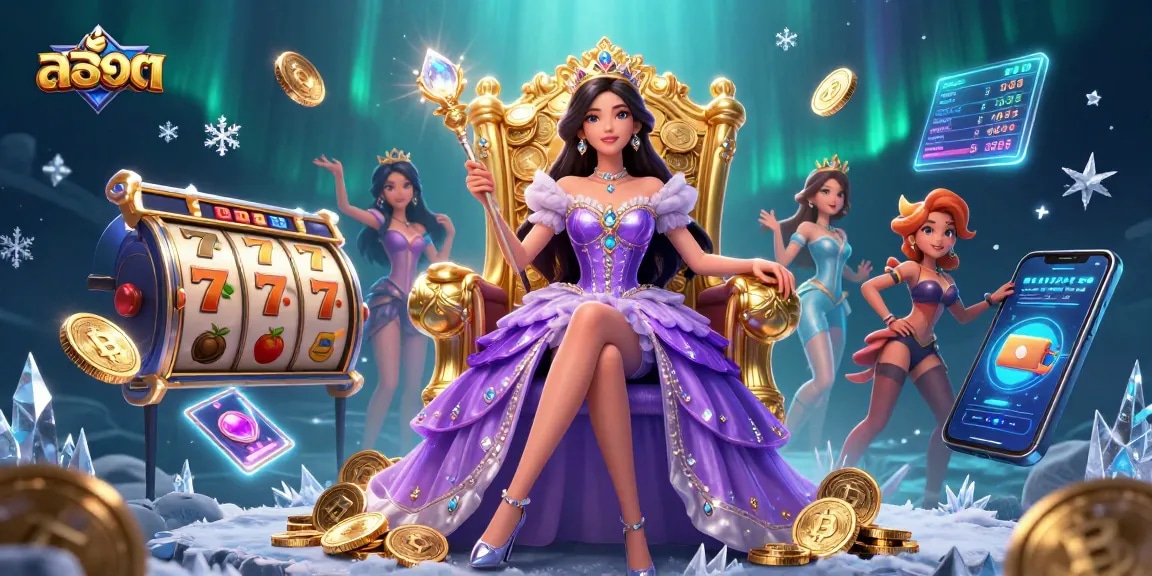 Spin the slot reels with สล็อต while enjoying the royal casino experience in an enchanting illustration.