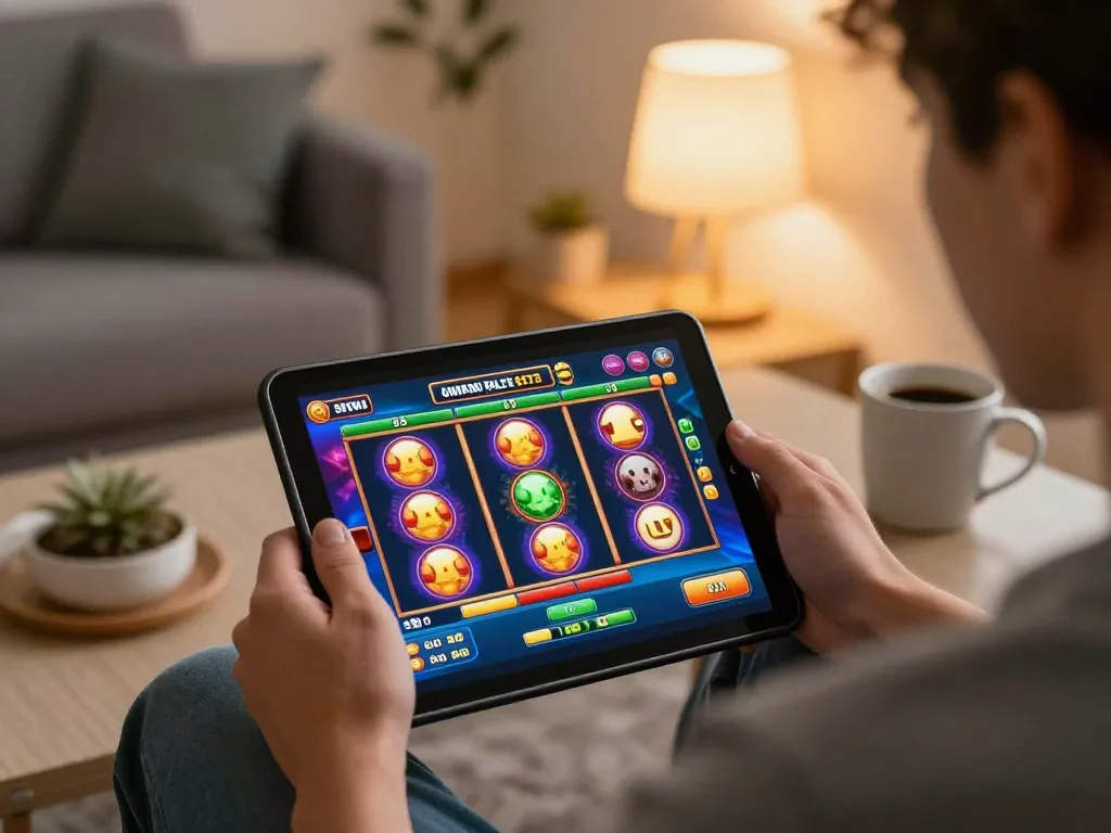 Engaging online slot gameplay on PhpVIP platform in a cozy home setting