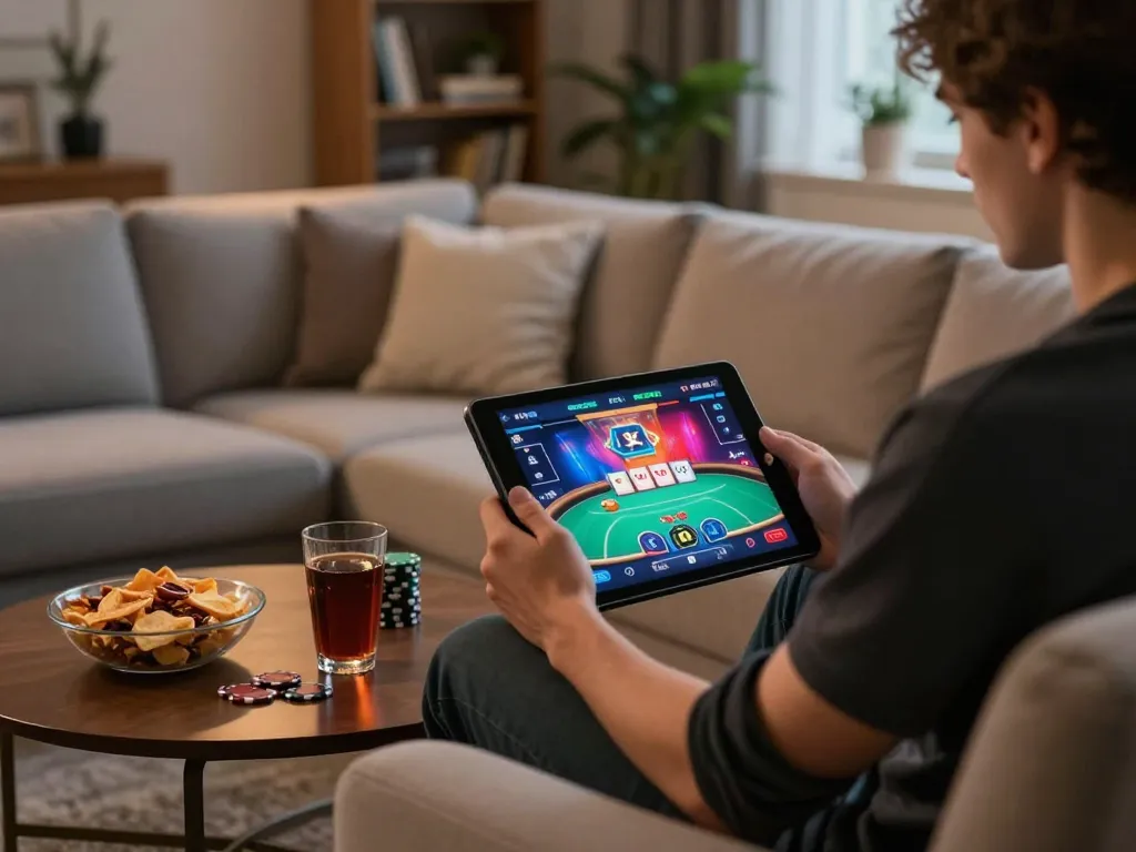 Experience thrilling online gambling action with ผลบอล results showcased on a player's tablet.