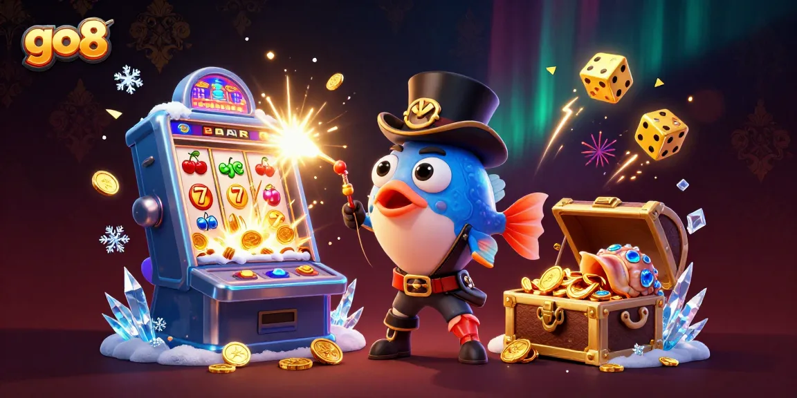 Spin and win at the go8 casino with vibrant visuals of games, coins, and energetic characters!