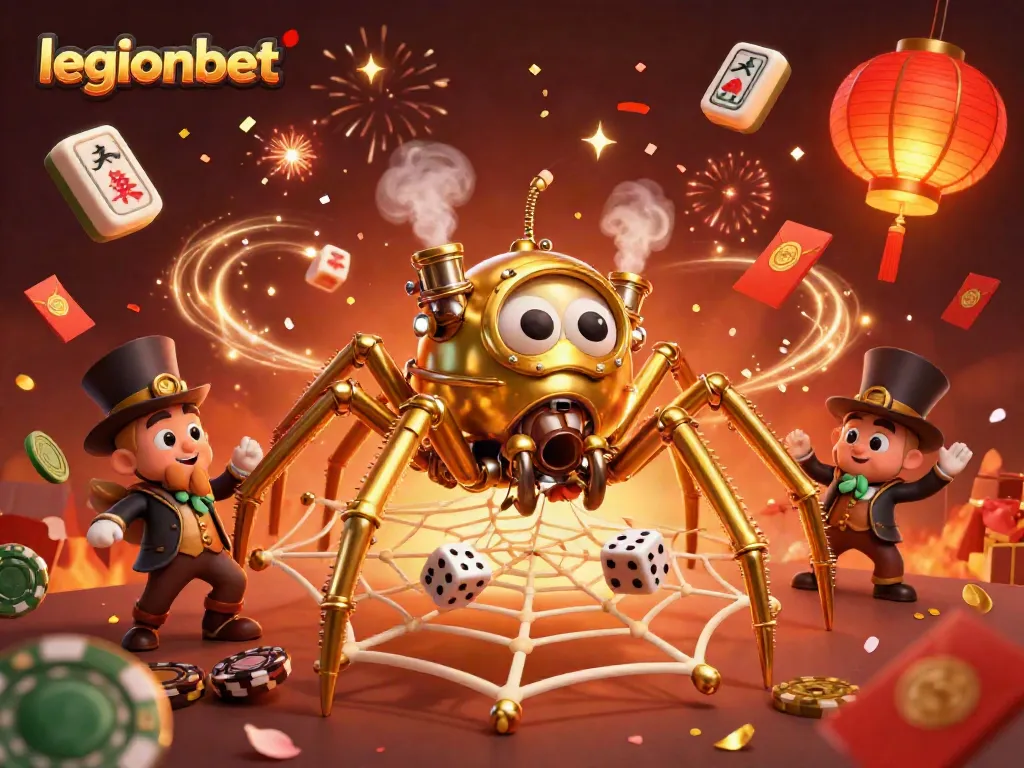 Experience thrilling wins at legionbet with 3D illustration showcasing steampunk elements and vibrant casino visuals.