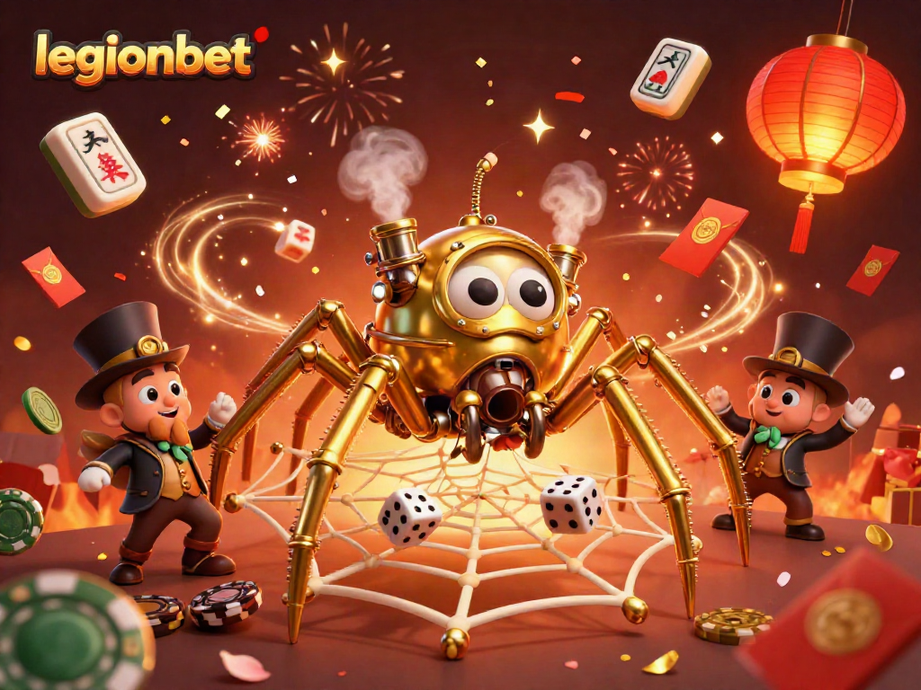 Experience thrilling wins at legionbet with 3D illustration showcasing steampunk elements and vibrant casino visuals.