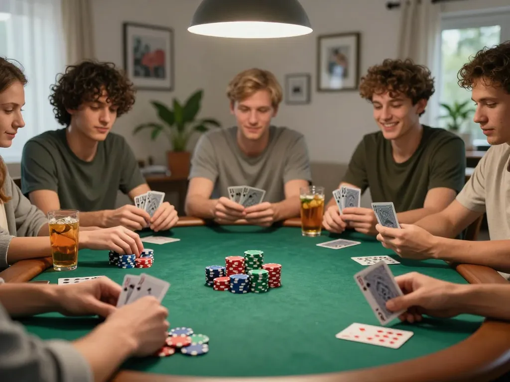 Engaging home poker game scene showcasing camaraderie and strategy with friends, reflecting the spirit of trang chủ 789win.