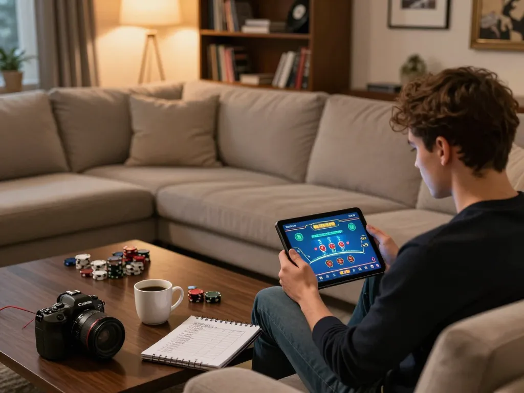 Engaging in a live dealer blackjack game at Jun88, showcasing a focused player using a tablet