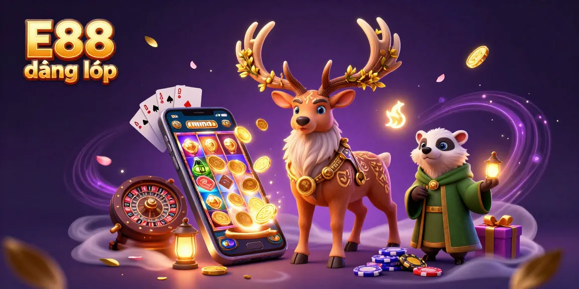 Engage in E88 đăng nhập to uncover endless casino games in a vibrant digital illustration.