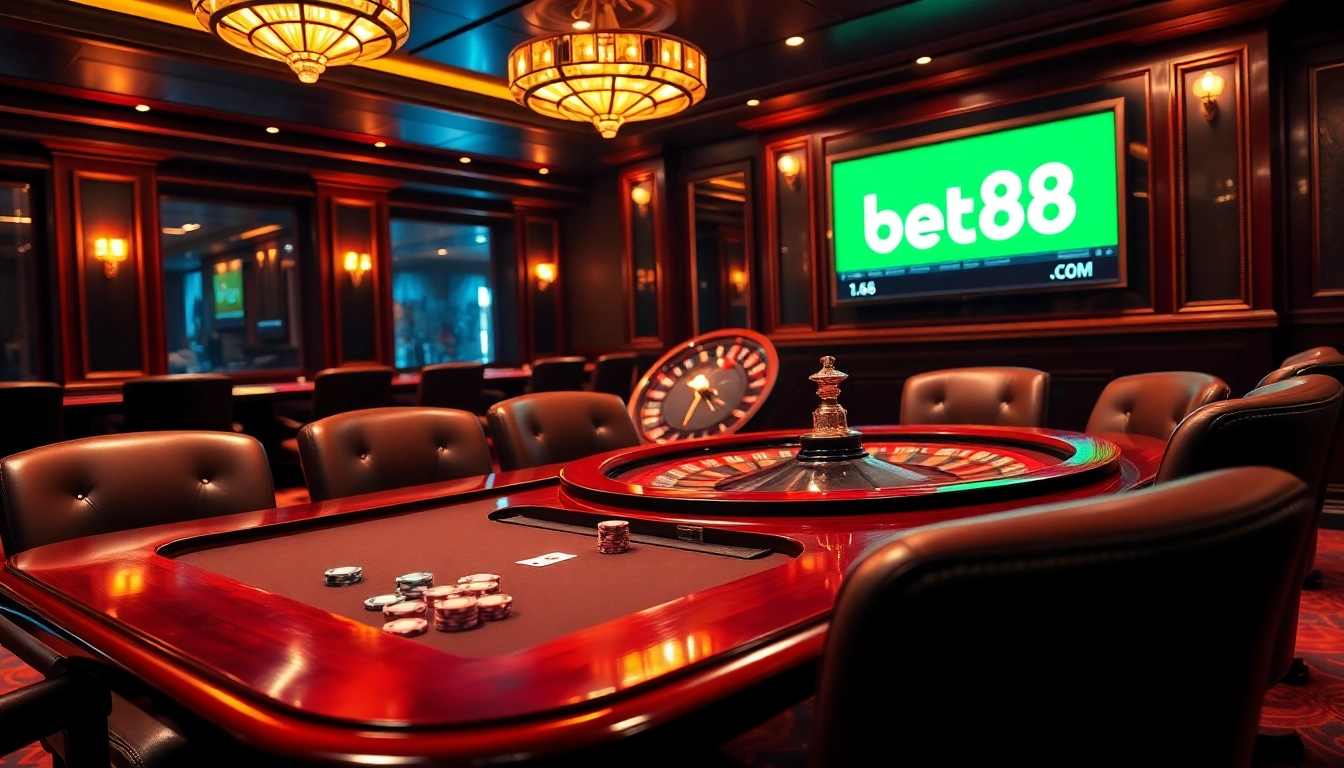 Experience the thrill of betting at bet88 com with a luxurious casino atmosphere and vibrant gaming tables.