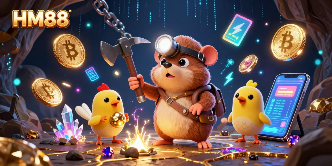 Engaging gameplay at HM88, featuring treasure hunter mole and crypto elements in a vibrant casino setting.