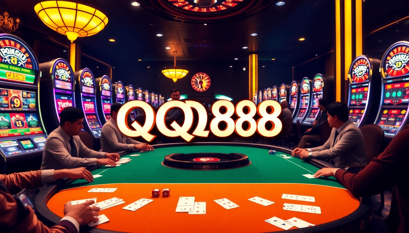 Players enjoying a thrilling game at QQ88 casino with chips and roulette wheel visible.