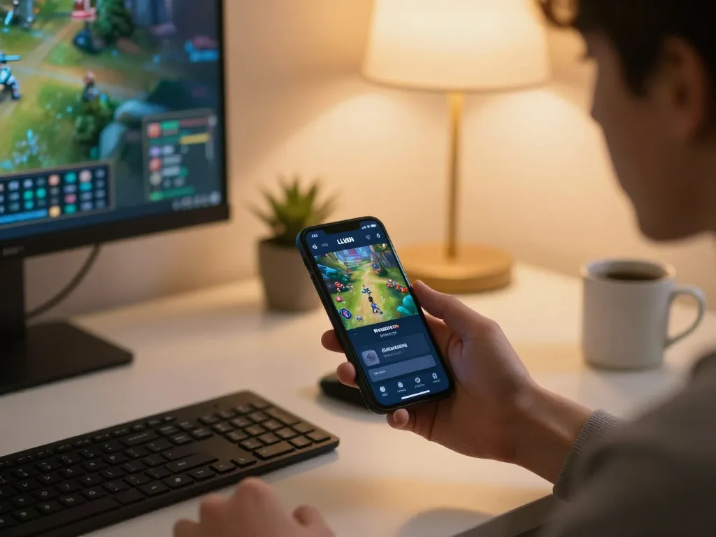 Engaging user playing LLWIN on smartphone in cozy home environment, highlighting mobile betting.