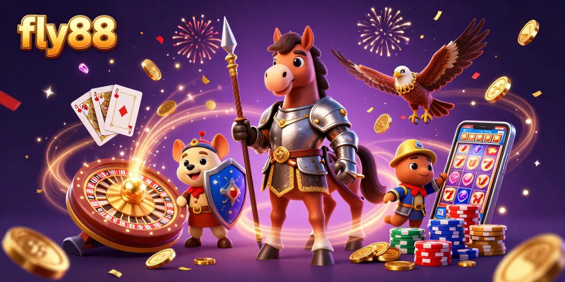 fly88 players enjoy a vibrant casino adventure with knights, coins, and colorful cards