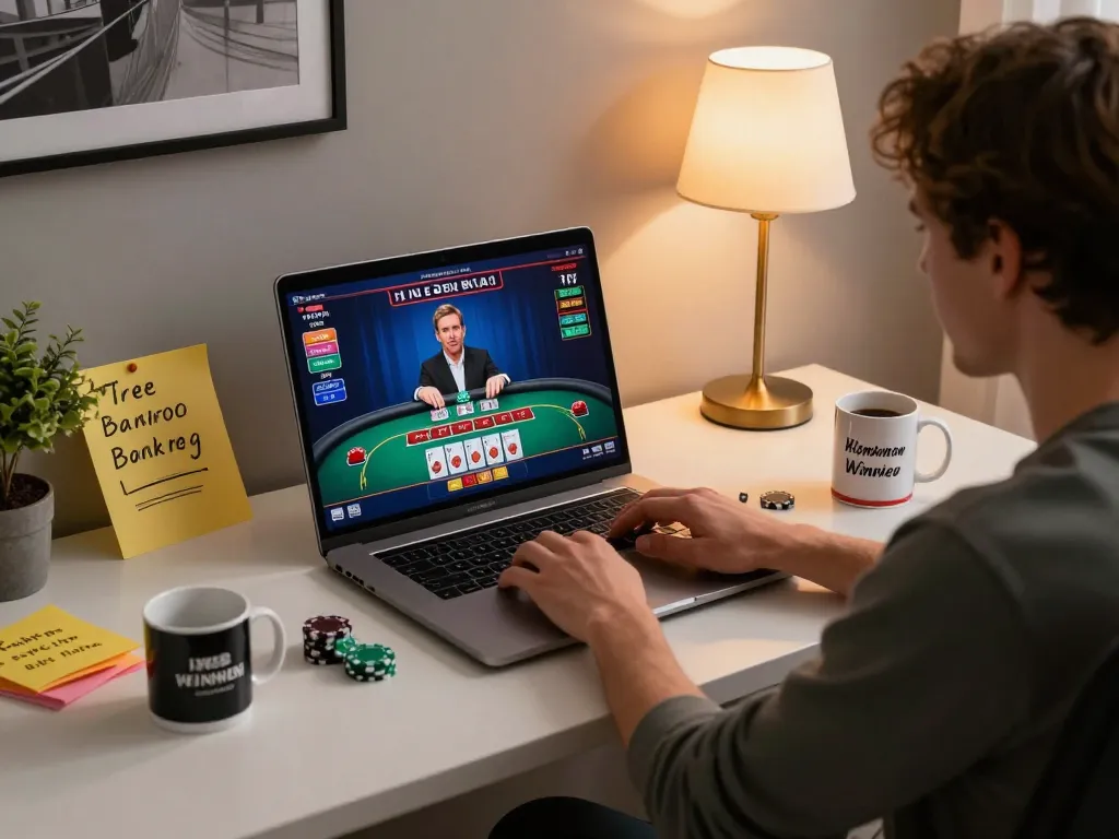 Player engaging in live dealer blackjack online gameplay on laptop, boosted by S666 strategic tips for winning