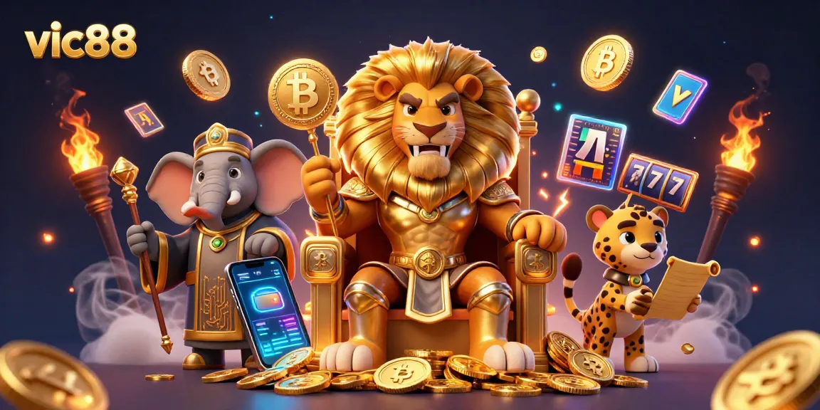 Engage in thrilling gaming adventures at vic88, where the majestic lion king reigns over vibrant slot machines and crypto excitement.