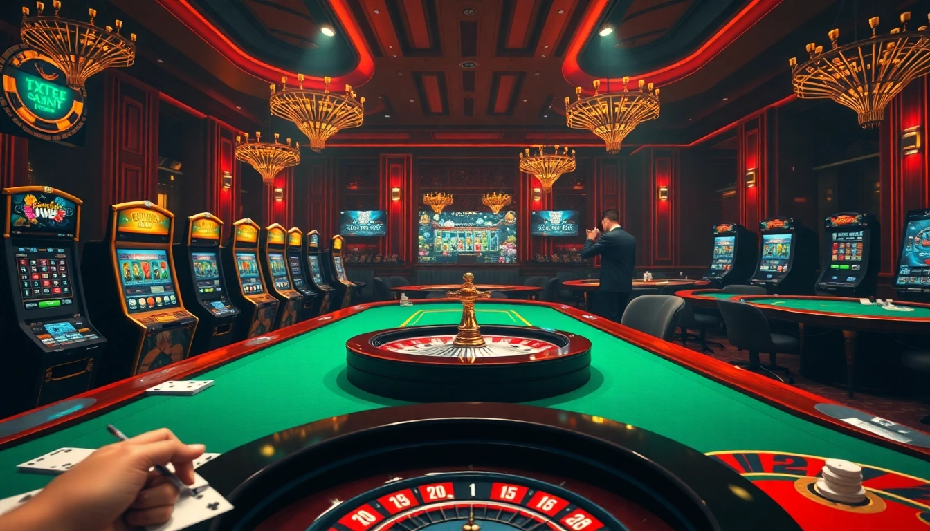 Experience thrilling online gaming at https://xx88.center/ with casino tables and colorful slot machines.