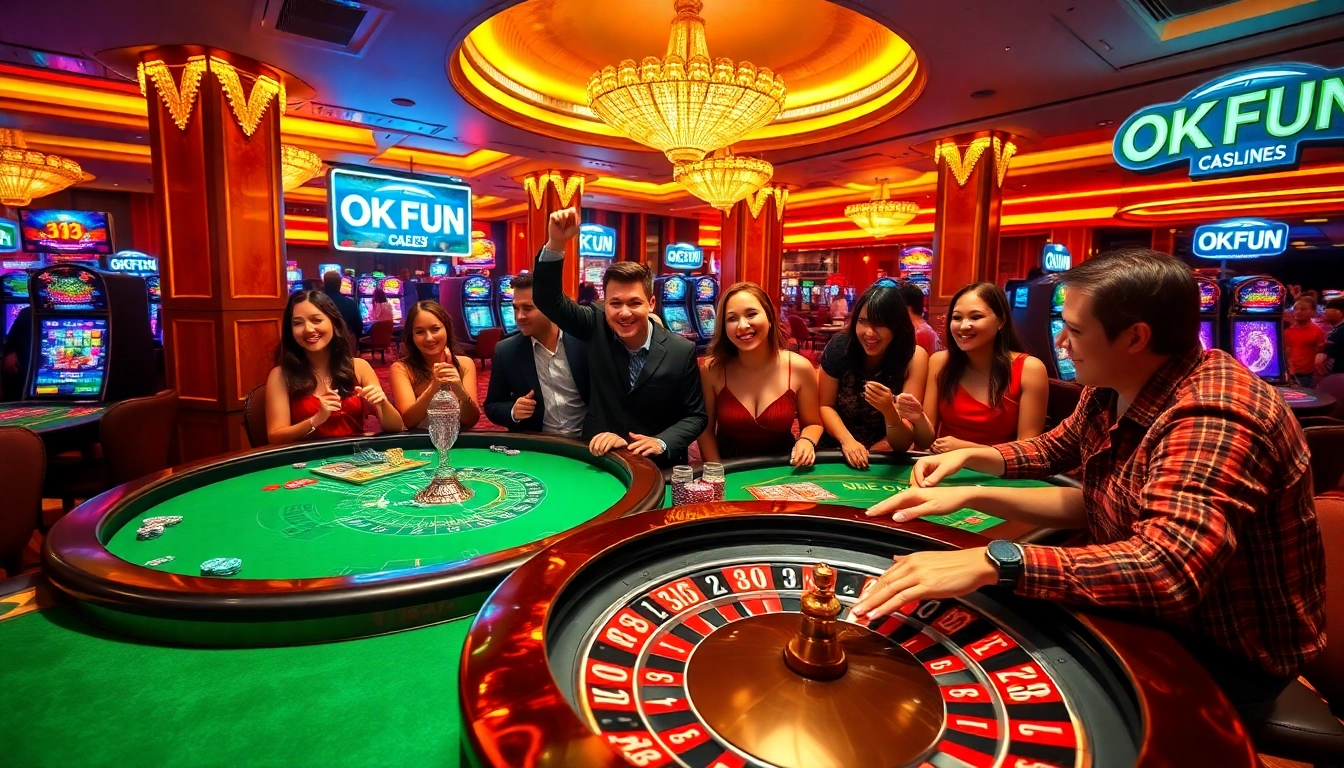 Experience thrilling gaming with OKFUN at a luxurious casino atmosphere.