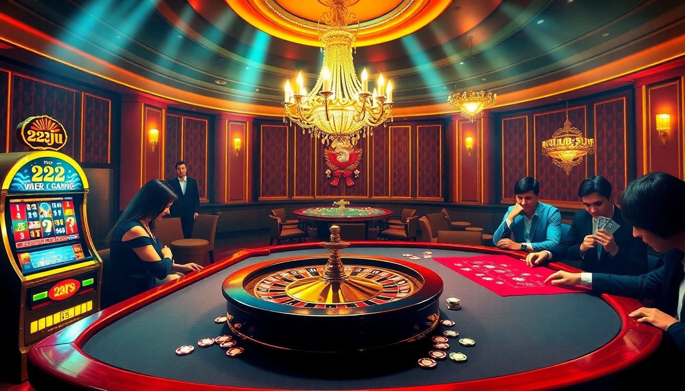 Experience the vibrant casino atmosphere of 22jl club featuring roulette, slots, and poker.