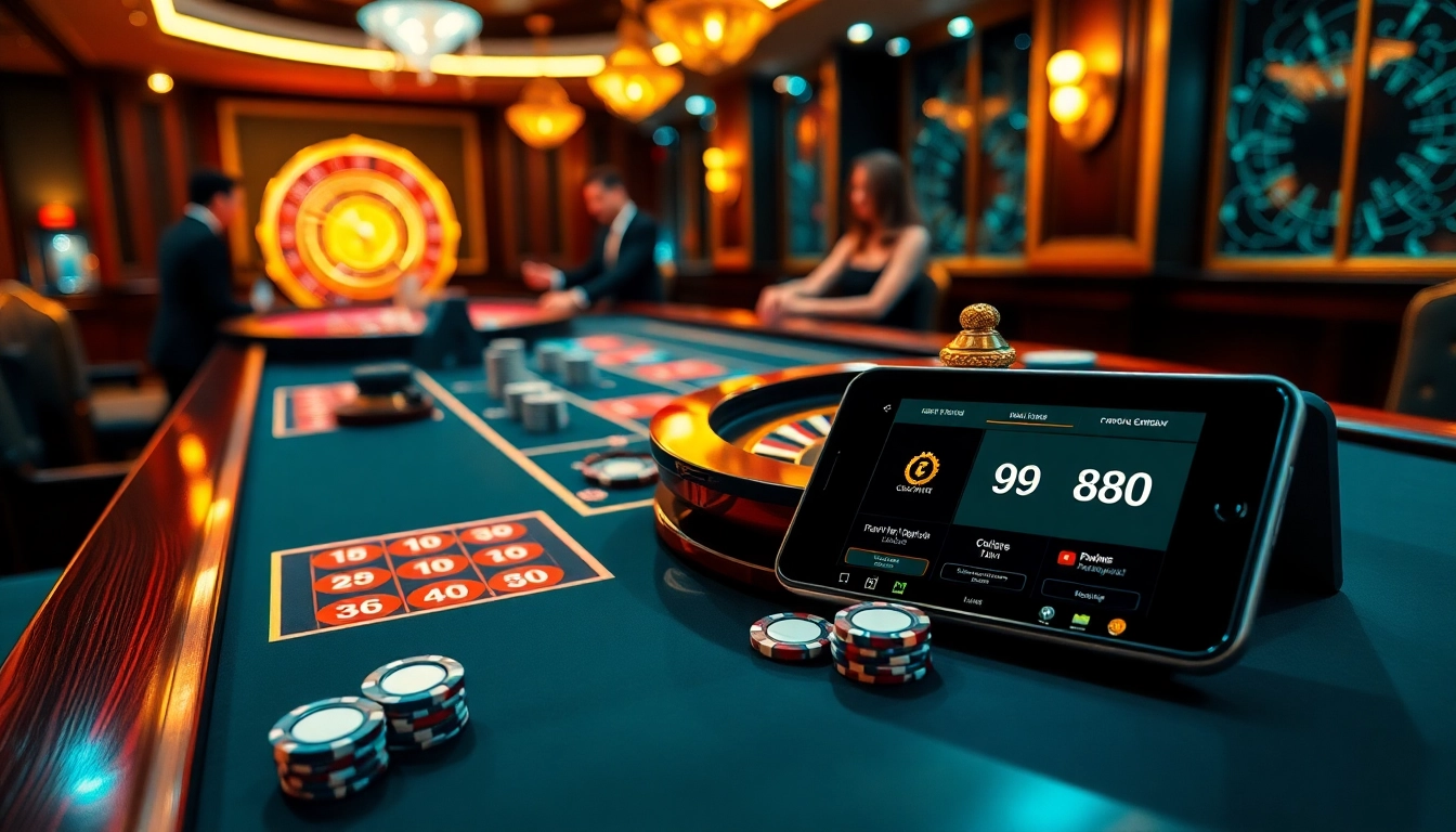 Experience high-stakes action at 88vn casino with vibrant gaming tables and colorful poker chips.