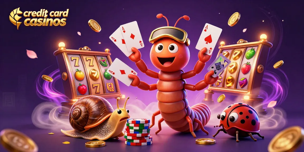 Experience the excitement of credit card casinos with a vibrant illustration of fun characters and casino elements.