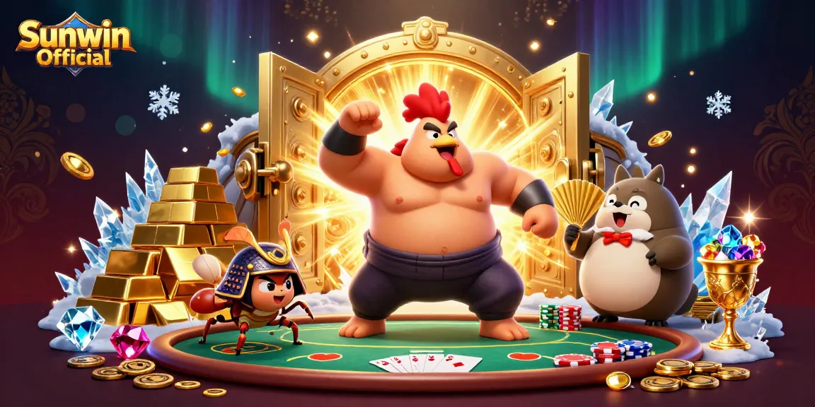 Sunwin Official showcases a lively scene with characters engaged in thrilling poker action.