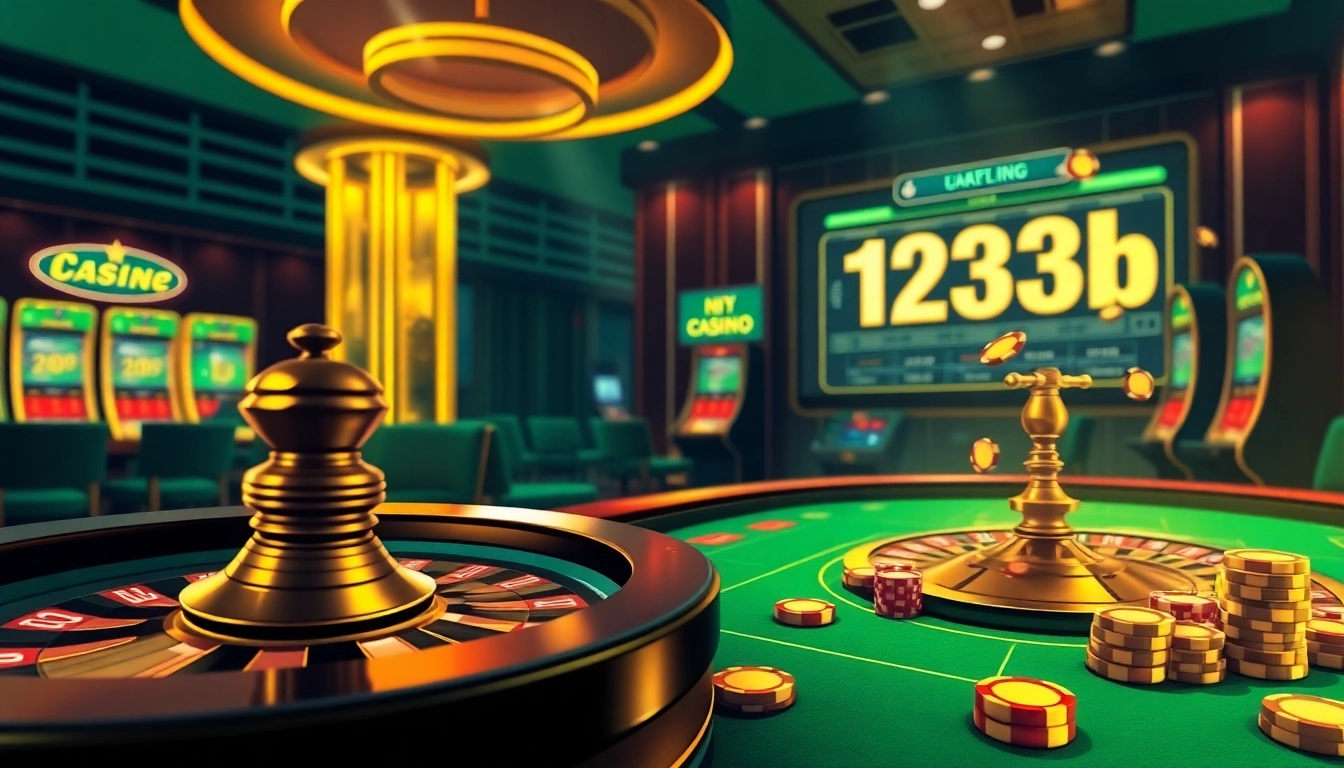Experience the thrill of gambling at 123b.ing with exciting poker chips and a spinning roulette wheel.