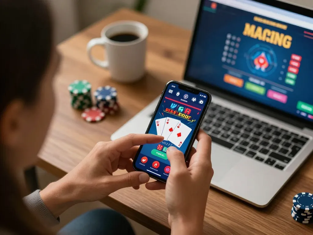 Player engaging with the cucu777 casino app on smartphone, showcasing live gameplay excitement and strategy.