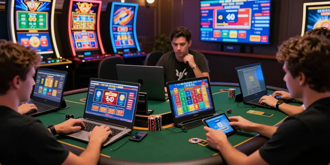 Engaged players enjoying top credit card casinos with vibrant gameplay and devices.