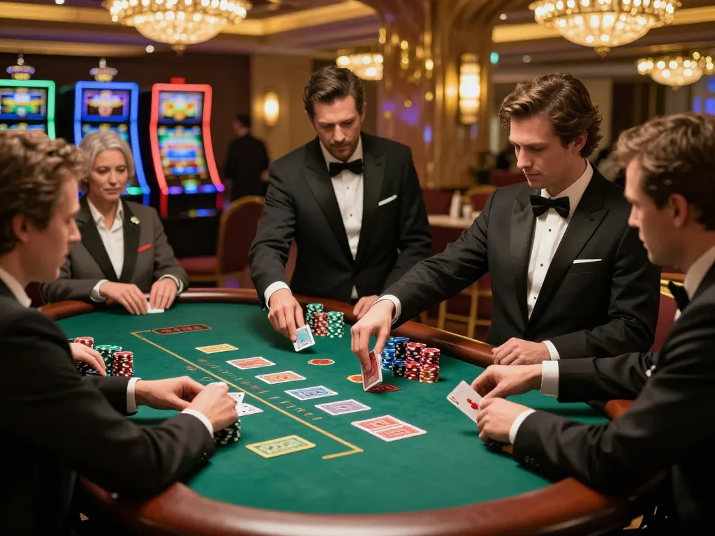 KONG88 blackjack table with players making strategic moves in luxurious casino setting.