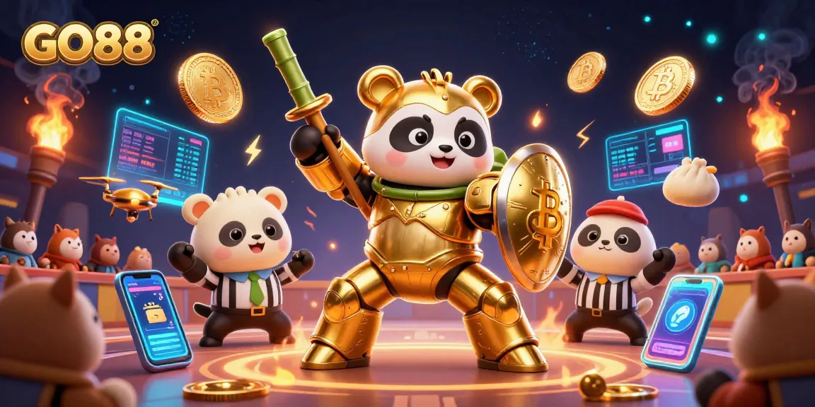 Experience exciting gameplay at GO88, surrounded by vibrant betting elements and golden characters.