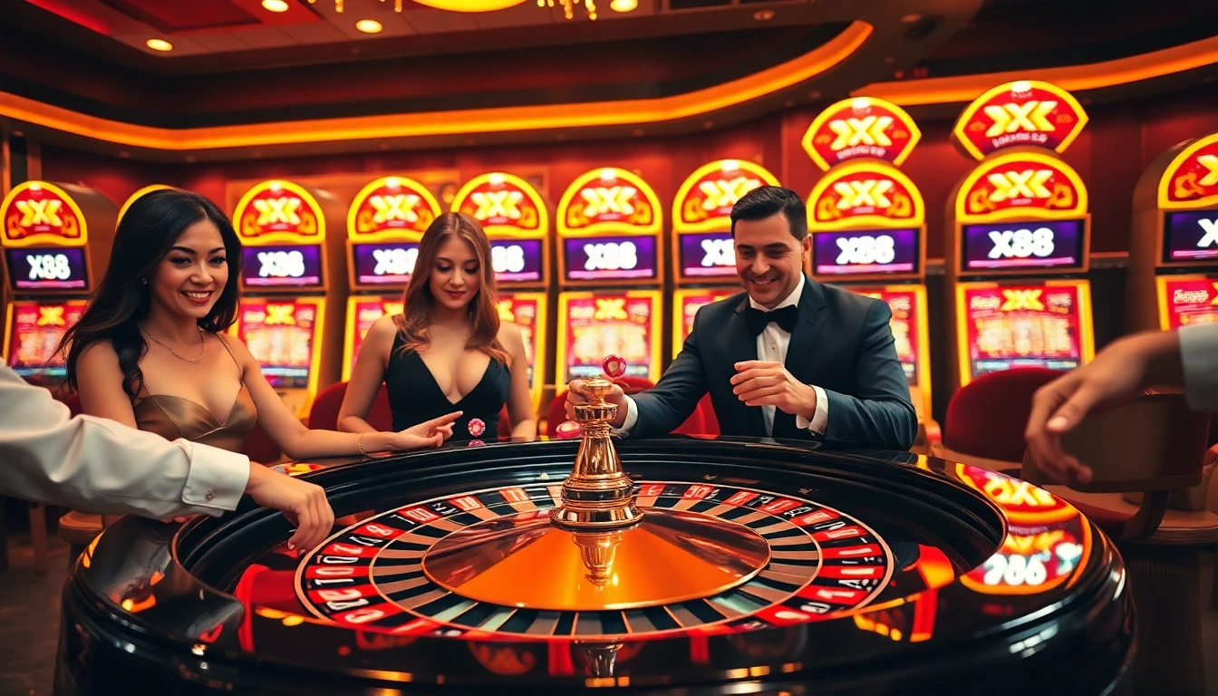 Exciting moments at XX 88 casino with players strategizing at a roulette table.