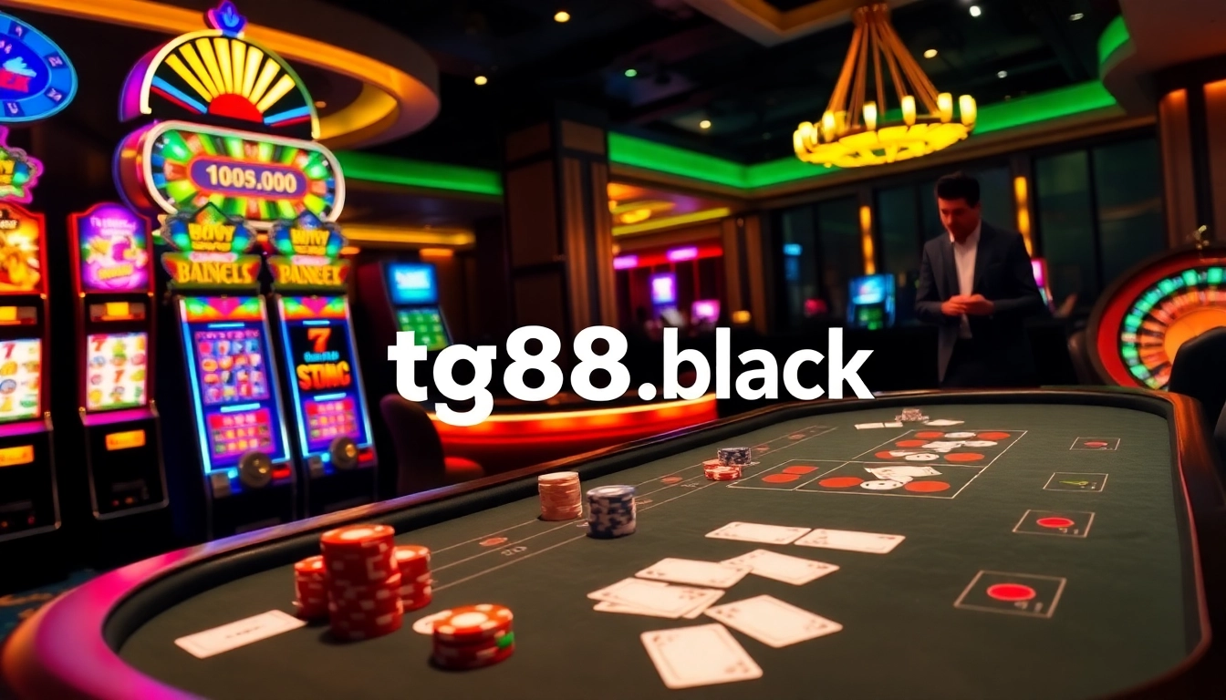 Engage in high-stakes gaming at tg88.black, where poker chips and cards create an electrifying atmosphere.