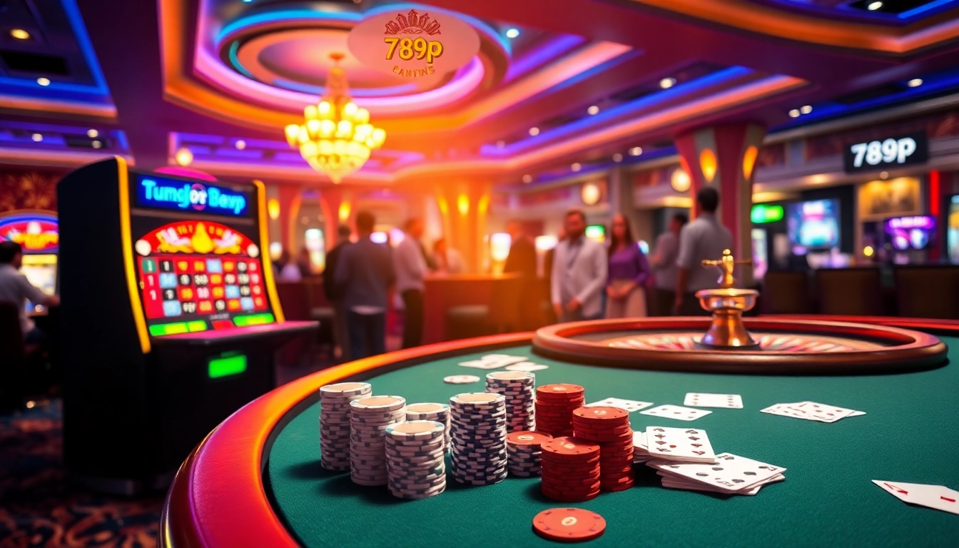 Experience the thrill of gambling at 789p with a vibrant casino scene showcasing exciting games.