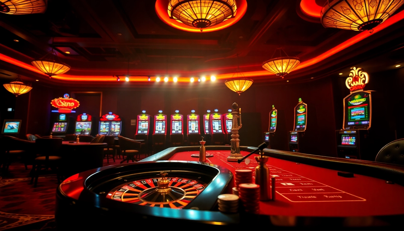 The hidden wiki illuminates an exciting casino scene with elegant poker tables and bright slot machines.