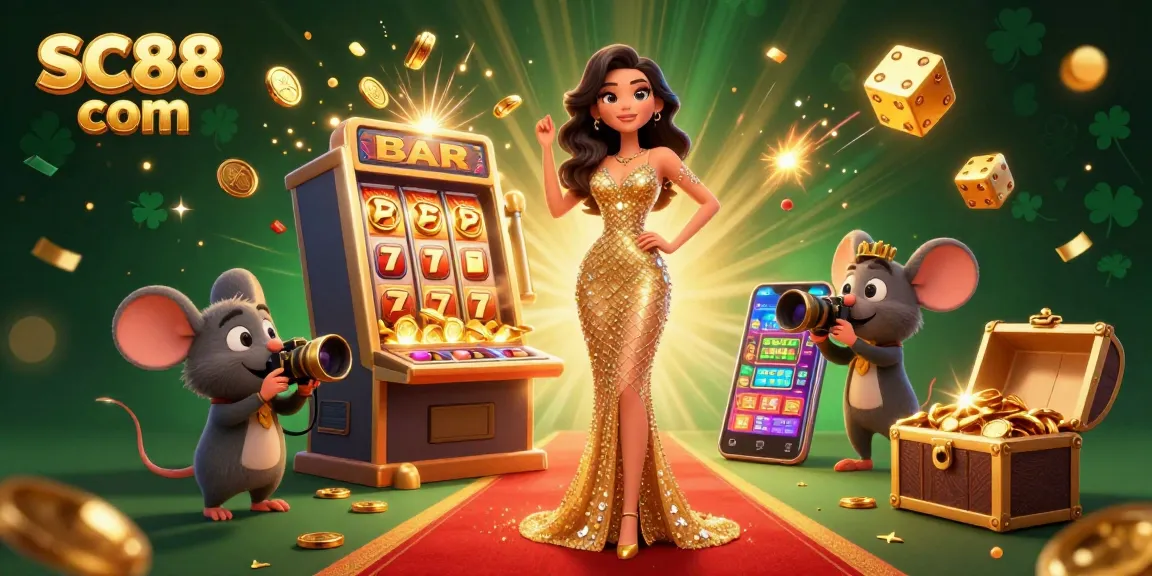 Celebrating wins at SC88 com with an extravagant casino scene bursting with excitement.
