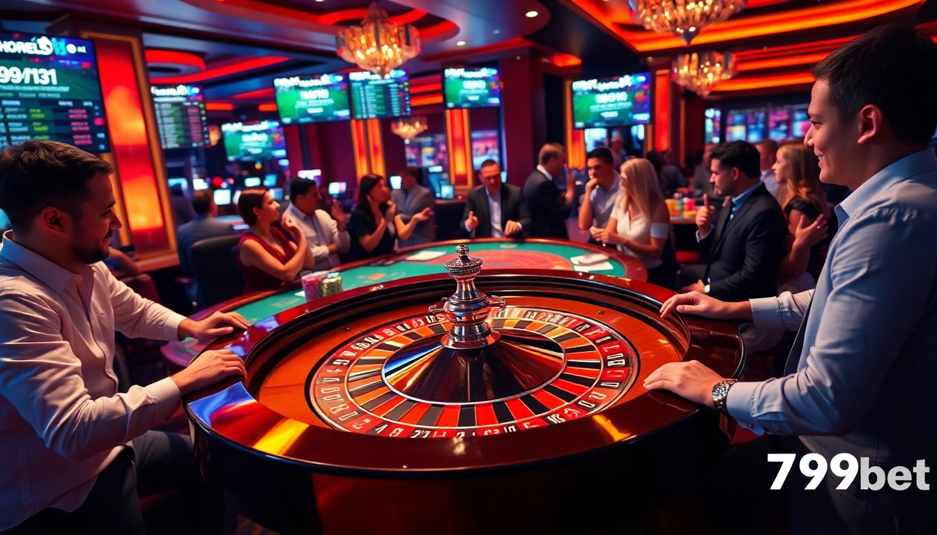 Feel the thrill of winning at 789bet with excited players around a dazzling roulette table.