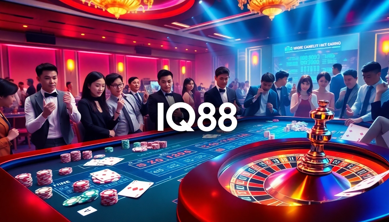 Experience the thrill of online gambling at IQ88 with vibrant casino tables and engaging gameplay.