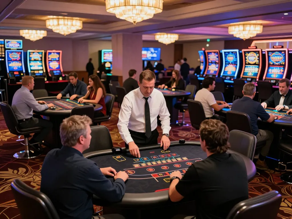 Players enjoying blackjack in a lively casino atmosphere showcasing Pragmaticplay promotions