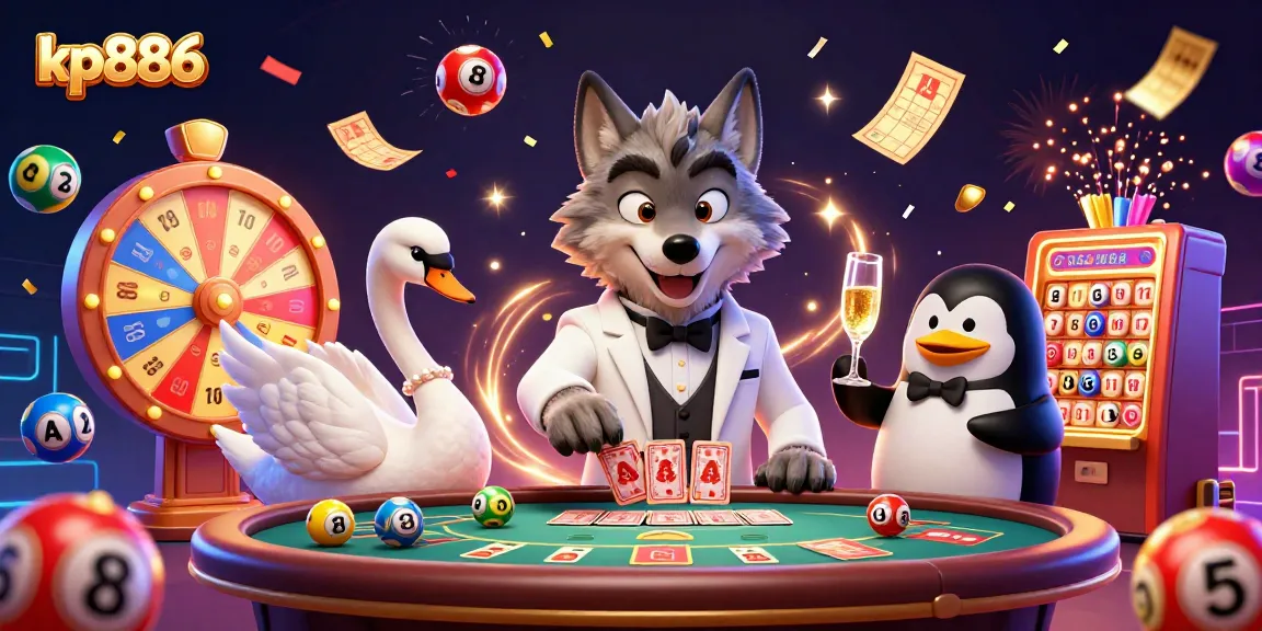 Engage in exciting gambling action with kp886 at a vibrant baccarat scene featuring dynamic characters and game elements.