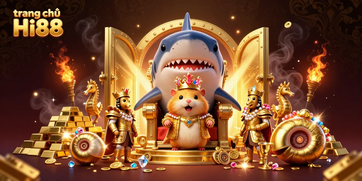 Engage with the thrilling gaming experience at trang chủ Hi88, featuring vibrant casino elements and royal 3D characters.