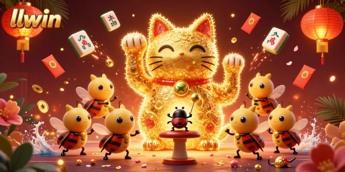 Experience thrilling gaming at llwin with a vibrant lucky cat and dynamic casino symbols.