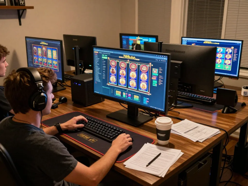 Player engaged in a 789club online gaming session, showcasing thrilling gameplay on multiple screens