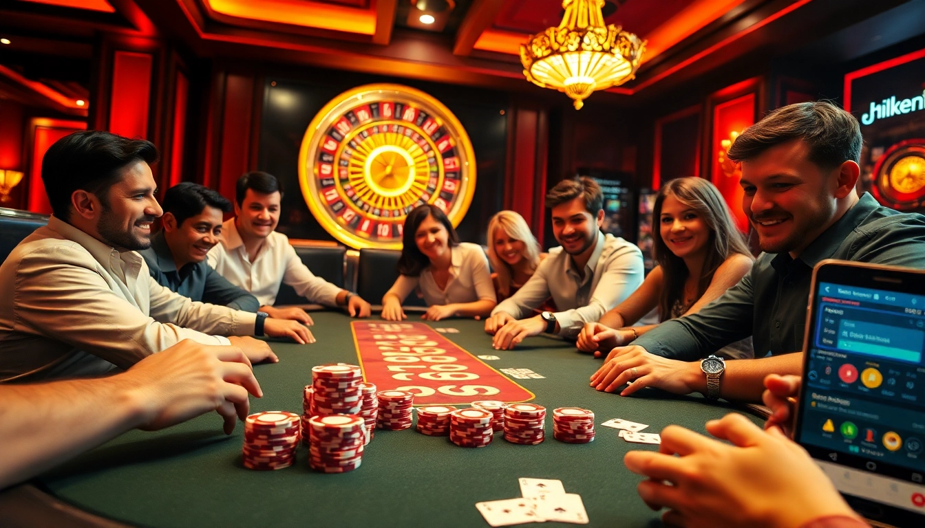 Exciting gameplay at Hi88 poker table with vibrant casino atmosphere.