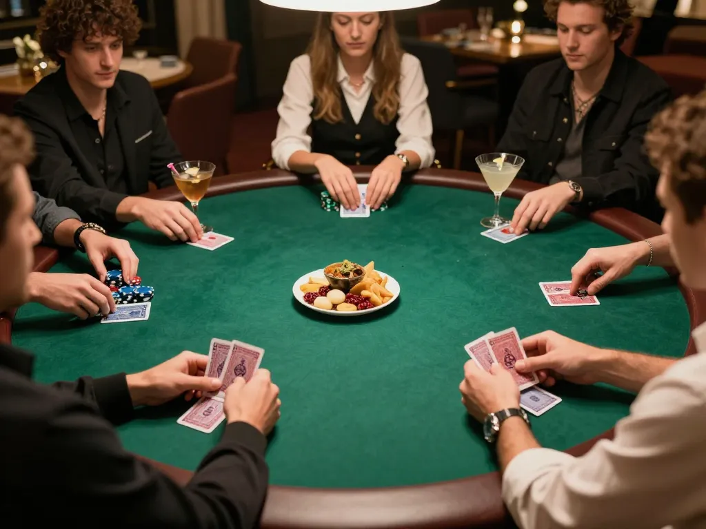 BET88 players engaging in an exciting high-stakes poker game during a home gambling night.